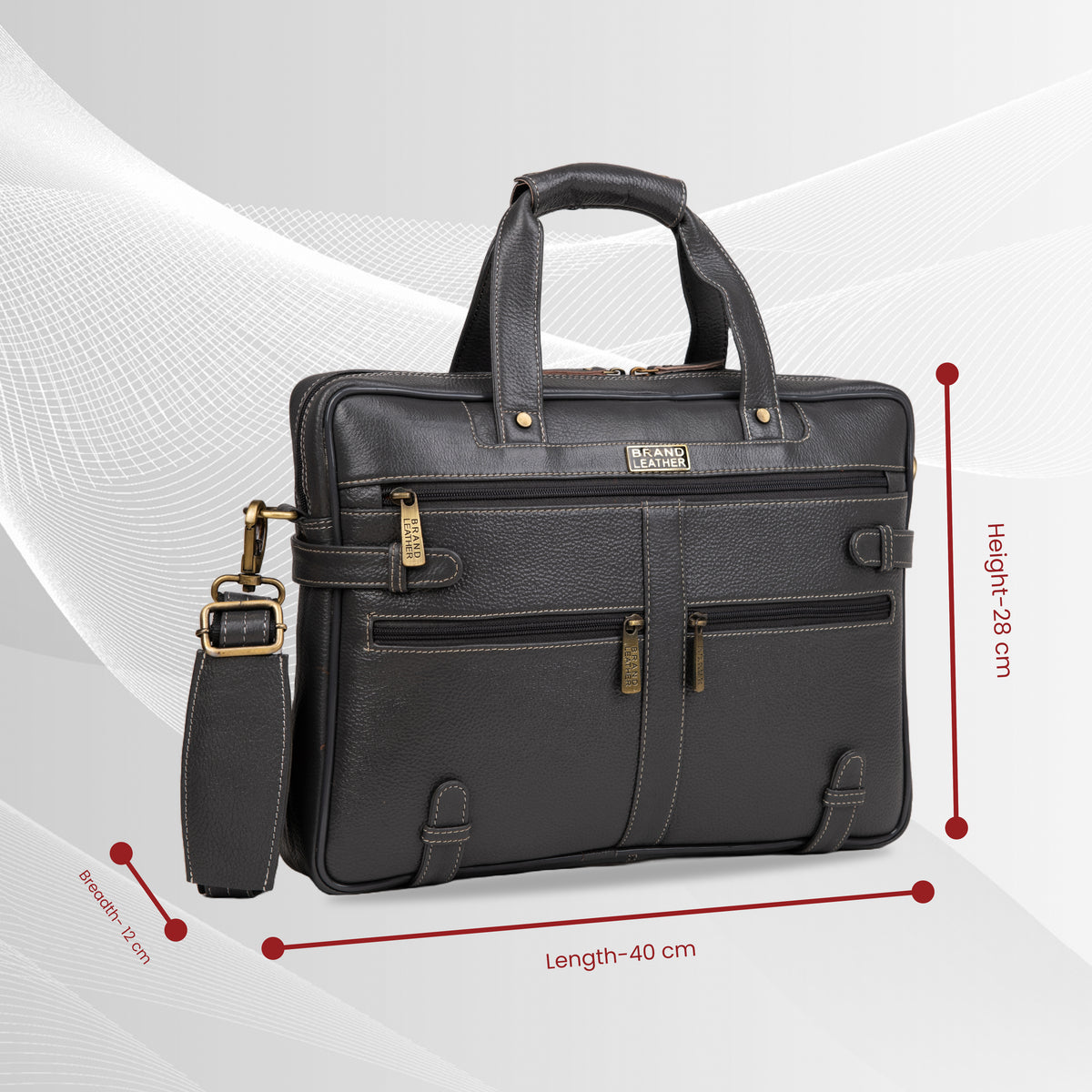 BRAND LEATHER Laptop Bag for Men - Genuine Leather Messenger Bag for Office - Fits up to 16 Inch Laptop -Brown Shoulder Bag with Multiple Compartments - Executive Leather Bag for Work and Travel