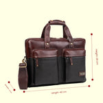 BRAND LEATHER Genuine Leather Laptop Bag for Men - Office Bag - Fits Up to 16-inch Laptop/MacBook - Shoulder Bag/Hand Bag - Laptop Messenger Bag with Trolley Straps - 1 Year Warranty