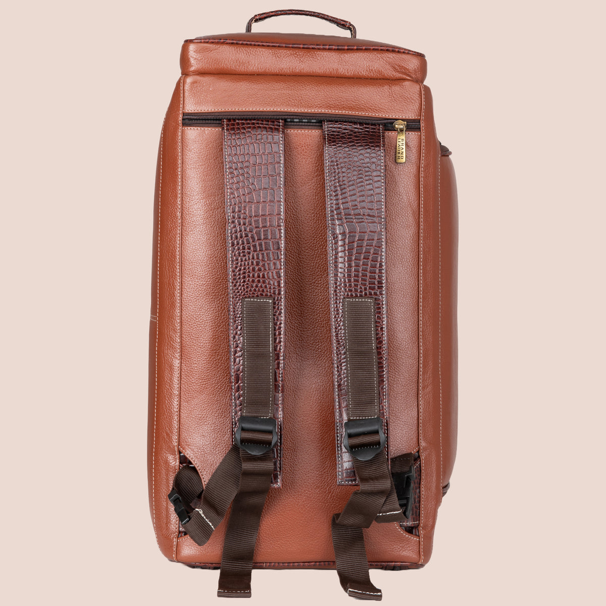 BRAND LEATHER Genuine Leather High Capacity Travel Backpack Cum Duffel Bag