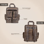 BRAND LEATHER Full Grain Buffalo - Hide Leather Backpack Large Capacity 15/15.6/16/17 Inch Laptop Bag Multi Pockets Travel Daypack