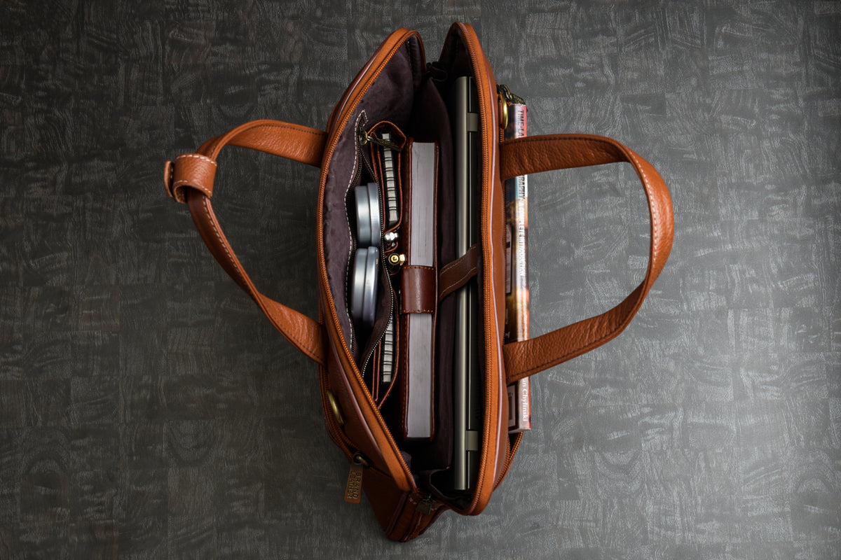 BRAND LEATHER Genuine Leather Laptop Bag for Men/Office Bag for Men |Fits 14|15.6|16 Inch Laptop Bag/MacBook |Leather Bag for Men with Shoulder Straps|Crossbody Laptop Messenger Bag for Men