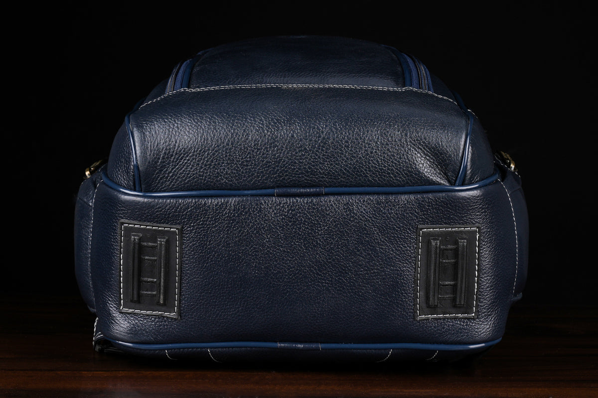 BRAND LEATHER Men's Full Grain Cow Hide Leather 17 Inch Laptop Backpack Large Capacity Weekender Overnight Camping Travel Rucksack