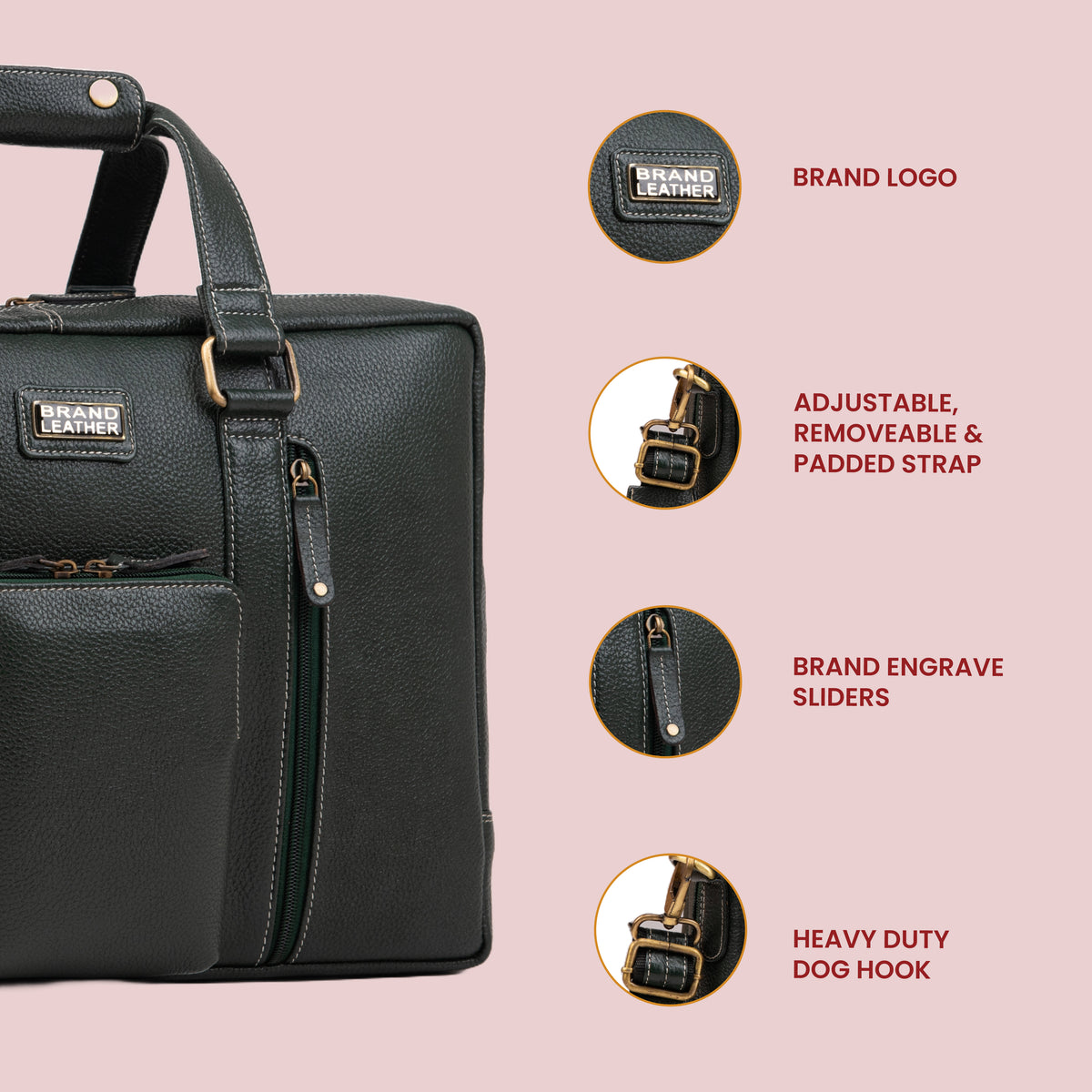 Laptop Bag for Men - Genuine Leather Messenger Bag for Office - Fits up to 16 Inch Laptop -Brown Shoulder Bag with Multiple Compartments - Executive Leather Bag for Work and Travel