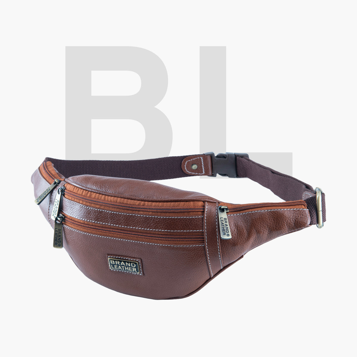 BRAND LEATHER Genuine Leather Stylish Waist Bag Elegant Style Travel Pouch Passport Holder with Adjustable Strap Unisex