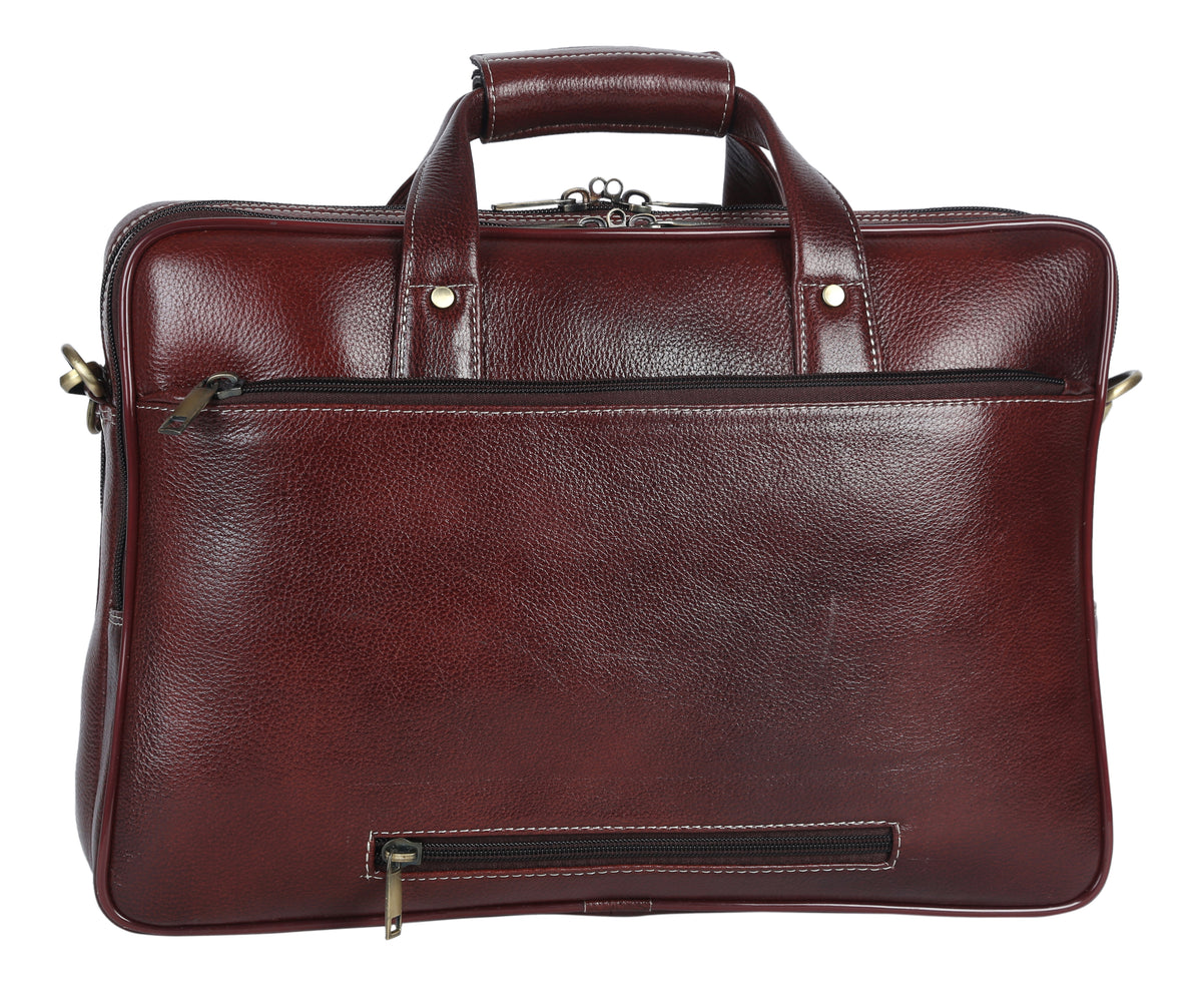 BRAND LEATHER Genuine Leather Laptop Bag for Men/Office Bag for Men, Brown | Fits Upto 16 Inch Laptop/MacBook | Handbags with Shoulder Straps | Leather Bag for Men | Trolley Strap in Laptop Bag