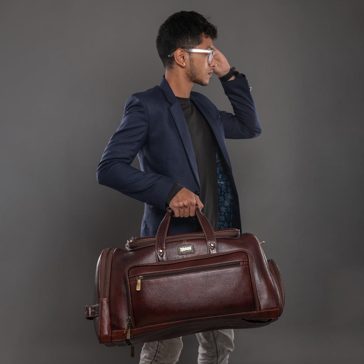 BRAND LEATHER Genuine Leather High Capacity Travel Backpack Cum Duffel Bag