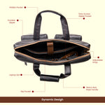 BRAND LEATHER Genuine Leather Laptop Bag for Men - Office Bag - Fits Up to 16-inch Laptop/MacBook - Shoulder Bag/Hand Bag - Laptop Messenger Bag with Trolley Straps - 1 Year Warranty