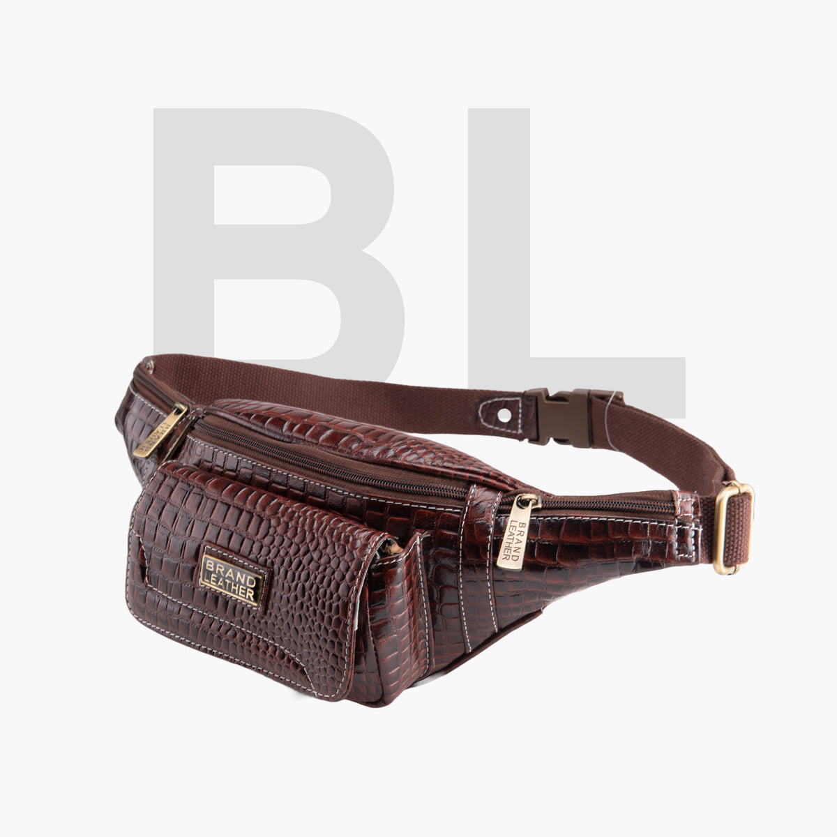 BRAND LEATHER Genuine Leather Stylish Waist Bag Elegant Style Travel Pouch Passport Holder with Adjustable