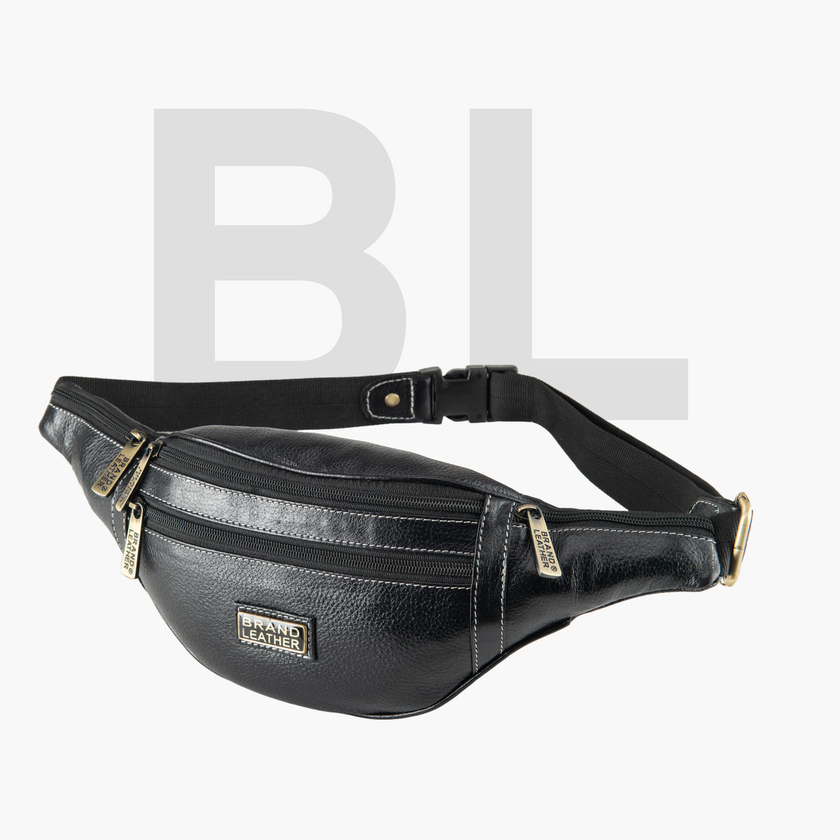 BRAND LEATHER Genuine Leather Stylish Waist Bag Elegant Style Travel Pouch Passport Holder with Adjustable Strap Unisex