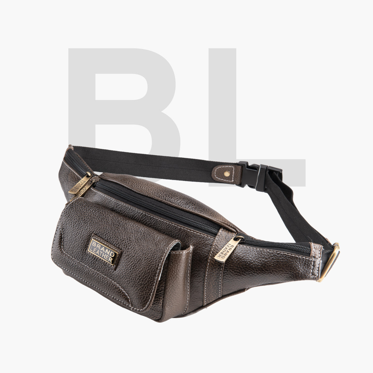 BRAND LEATHER Genuine Leather Stylish Waist Bag Elegant Style Travel Pouch Passport Holder with Adjustable