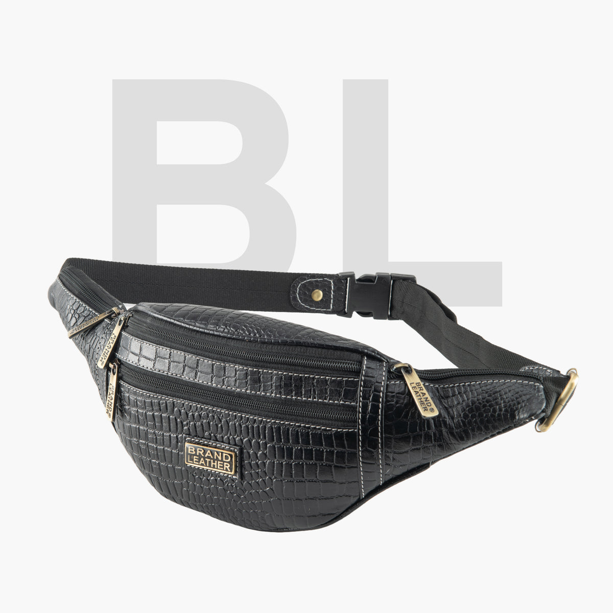 BRAND LEATHER Genuine Leather Stylish Waist Bag Elegant Style Travel Pouch Passport Holder with Adjustable Strap Unisex