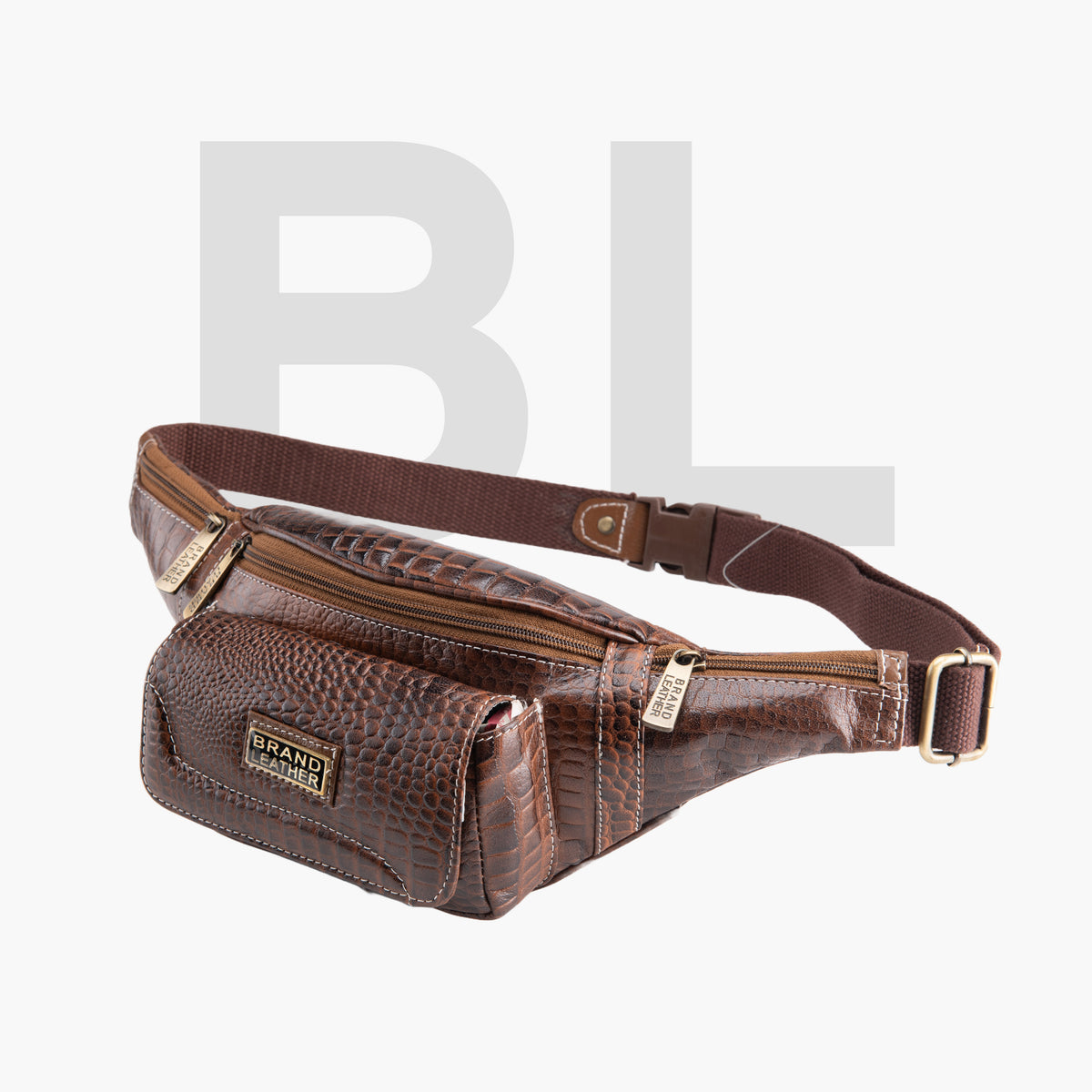 BRAND LEATHER Genuine Leather Stylish Waist Bag Elegant Style Travel Pouch Passport Holder with Adjustable