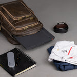 BRAND LEATHER Men's Full Grain Cow Hide Leather 17 Inch Laptop Backpack Large Capacity Weekender Overnight Camping Travel Rucksack