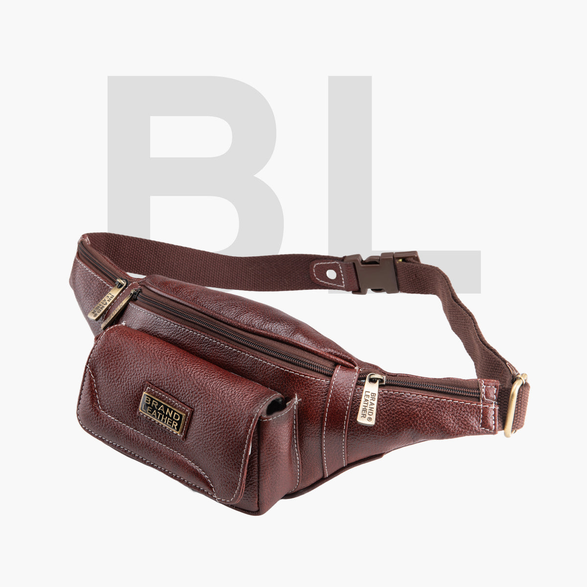 BRAND LEATHER Genuine Leather Stylish Waist Bag Elegant Style Travel Pouch Passport Holder with Adjustable