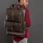 BRAND LEATHER Full Grain Buffalo - Hide Leather Backpack Large Capacity 15/15.6/16/17 Inch Laptop Bag Multi Pockets Travel Daypack