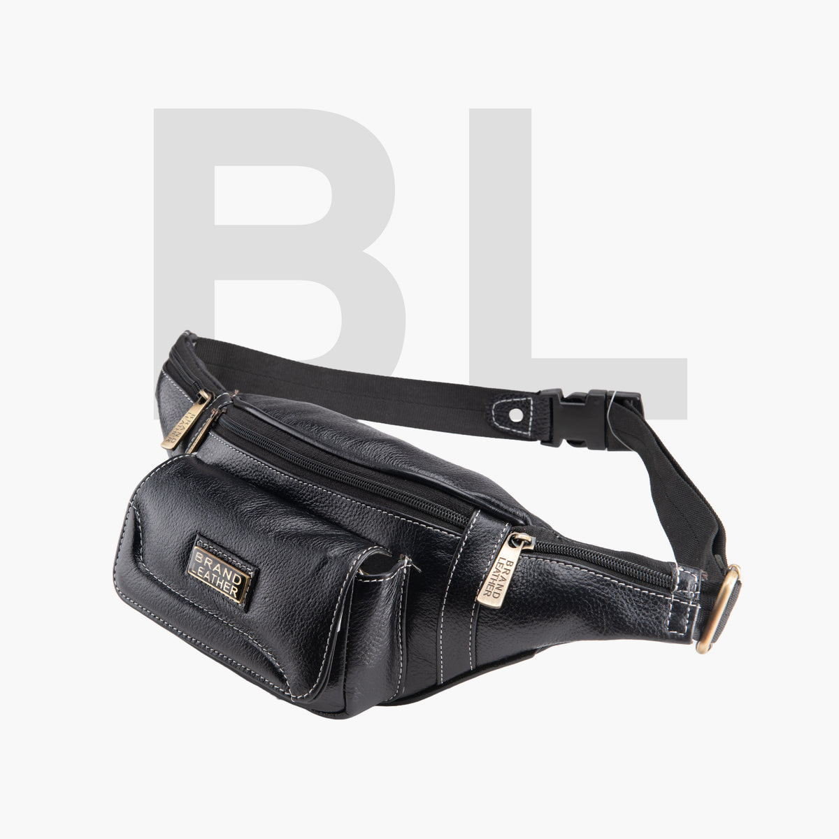 BRAND LEATHER Genuine Leather Stylish Waist Bag Elegant Style Travel Pouch Passport Holder with Adjustable