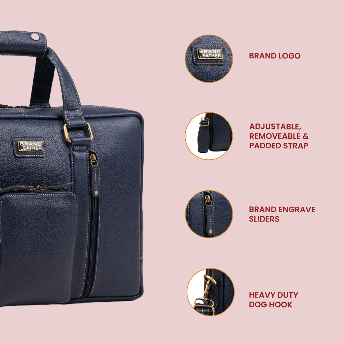 Laptop Bag for Men - Genuine Leather Messenger Bag for Office - Fits up to 16 Inch Laptop -Brown Shoulder Bag with Multiple Compartments - Executive Leather Bag for Work and Travel