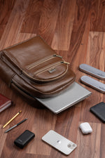 BRAND LEATHER Genuine Leather 14, 15.6 Inch Laptop Backpack For Use Office|Travel|Scahool|College Unisex