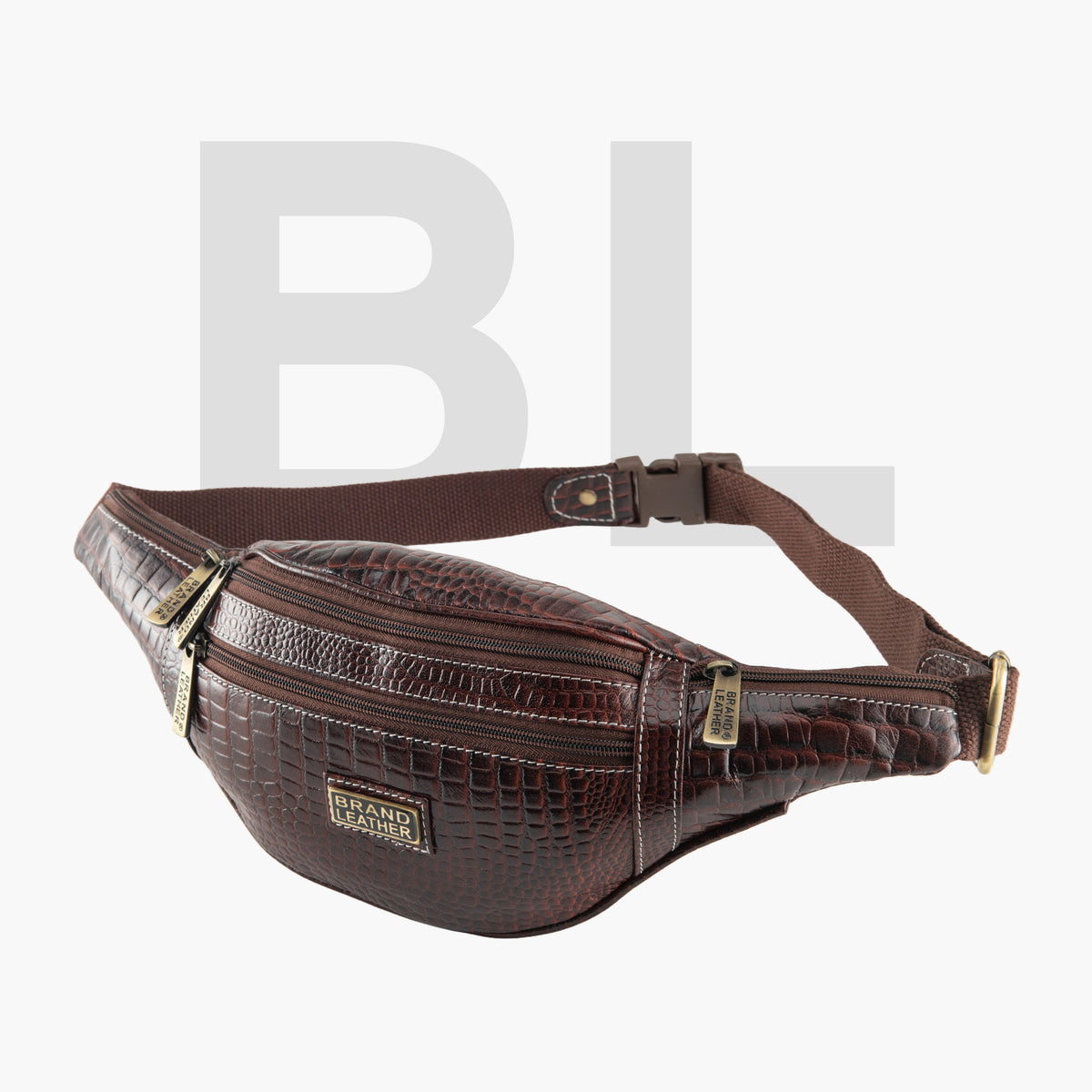 BRAND LEATHER Genuine Leather Stylish Waist Bag Elegant Style Travel Pouch Passport Holder with Adjustable Strap Unisex