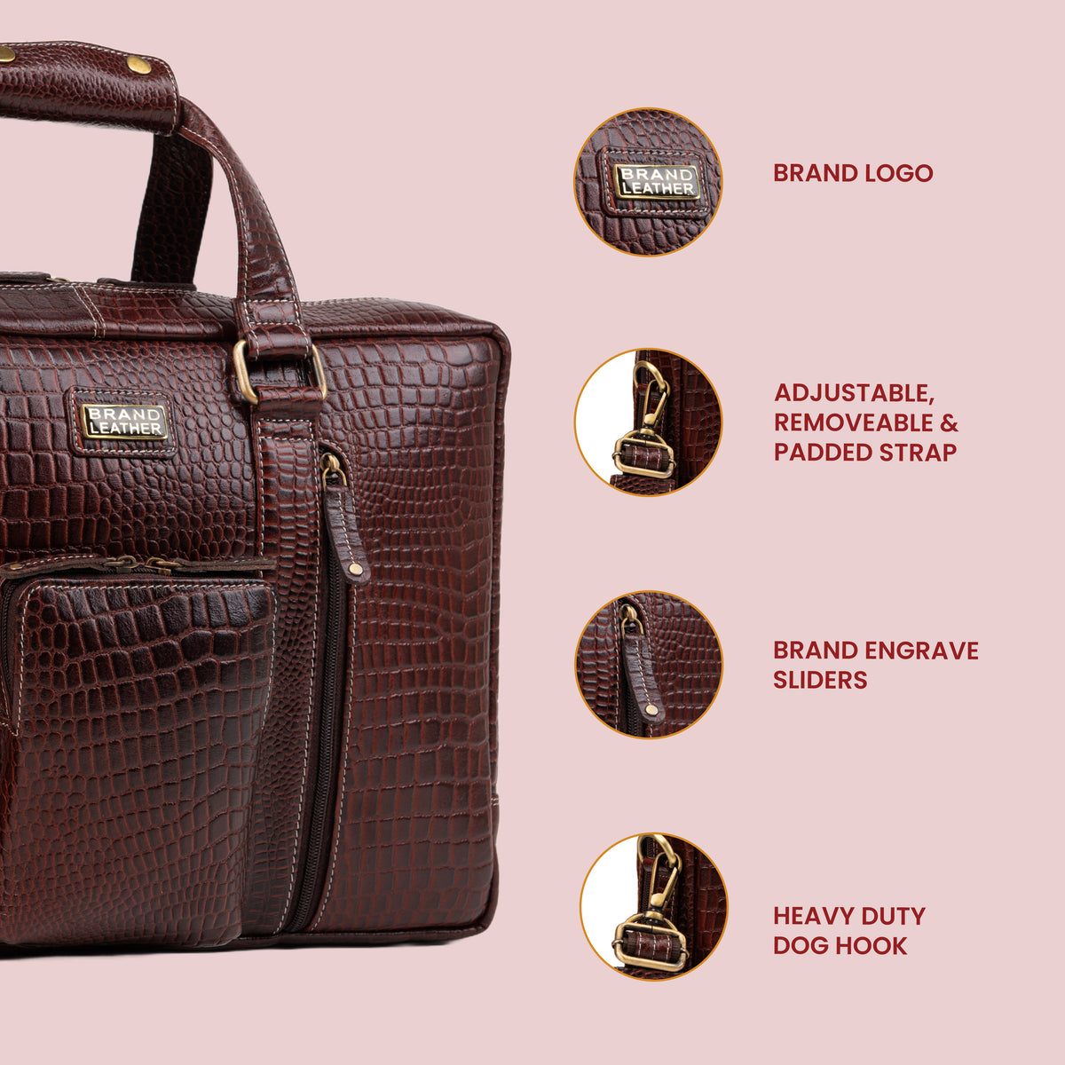 Laptop Bag for Men - Genuine Leather Messenger Bag for Office - Fits up to 16 Inch Laptop -Brown Shoulder Bag with Multiple Compartments - Executive Leather Bag for Work and Travel