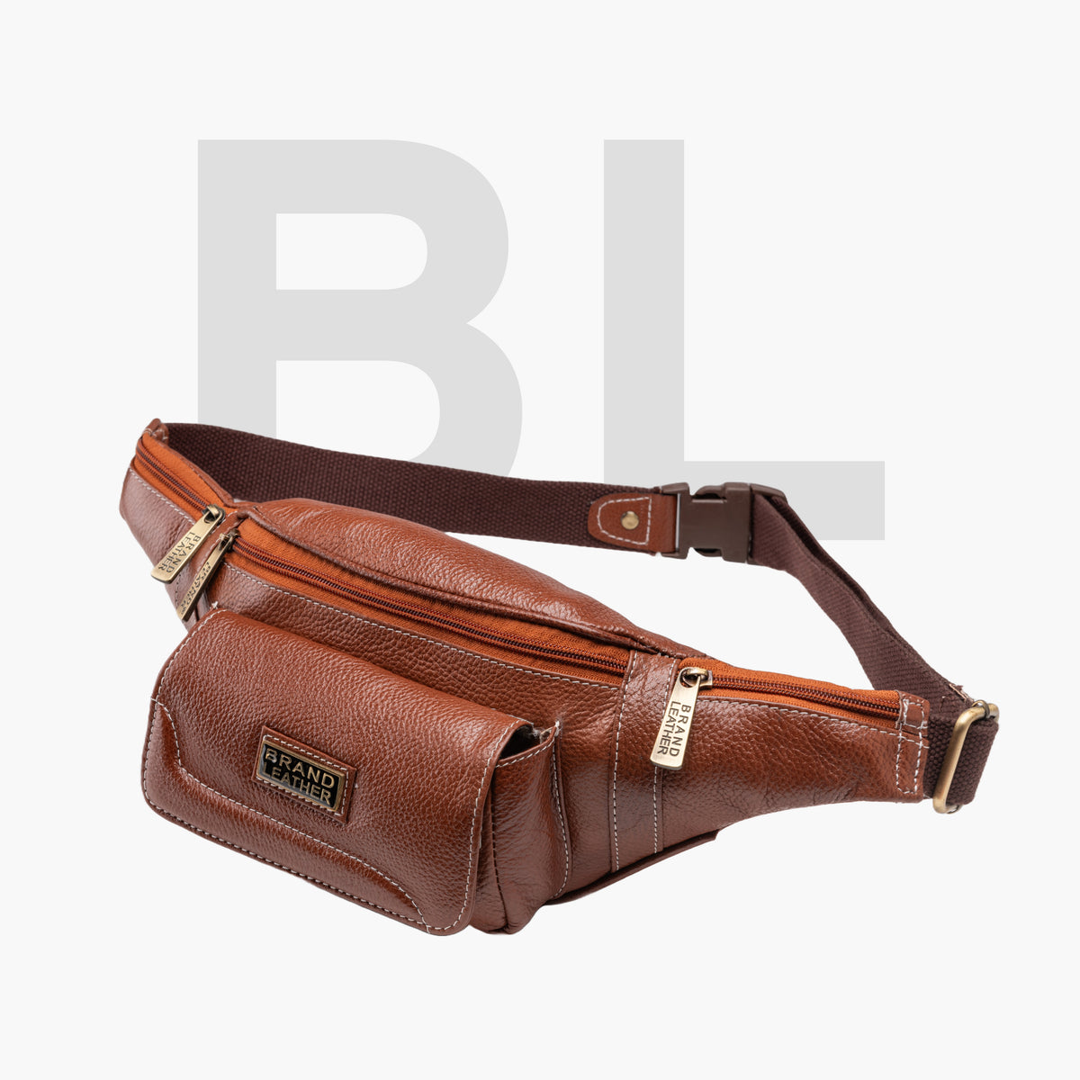 BRAND LEATHER Genuine Leather Stylish Waist Bag Elegant Style Travel Pouch Passport Holder with Adjustable