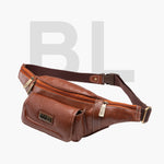 BRAND LEATHER Genuine Leather Stylish Waist Bag Elegant Style Travel Pouch Passport Holder with Adjustable