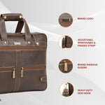 Laptop Bag for Men - Genuine Leather Messenger Bag for Office - Fits up to 16 Inch Laptop -Brown Shoulder Bag with Multiple Compartments - Executive Leather Bag for Work and Travel