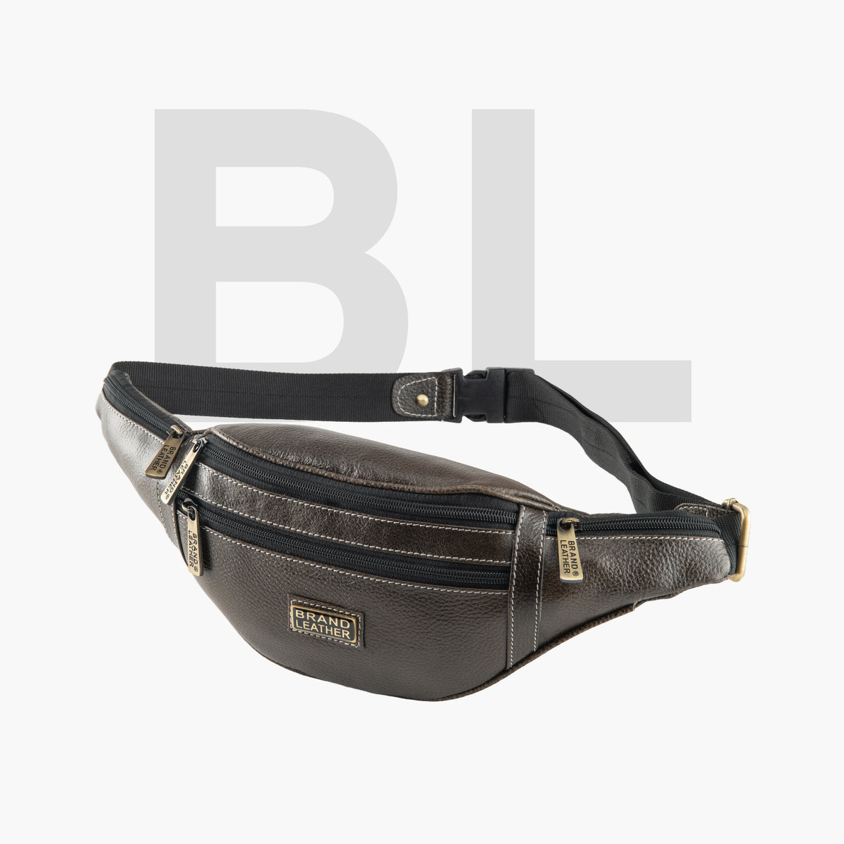 BRAND LEATHER Genuine Leather Stylish Waist Bag Elegant Style Travel Pouch Passport Holder with Adjustable Strap Unisex