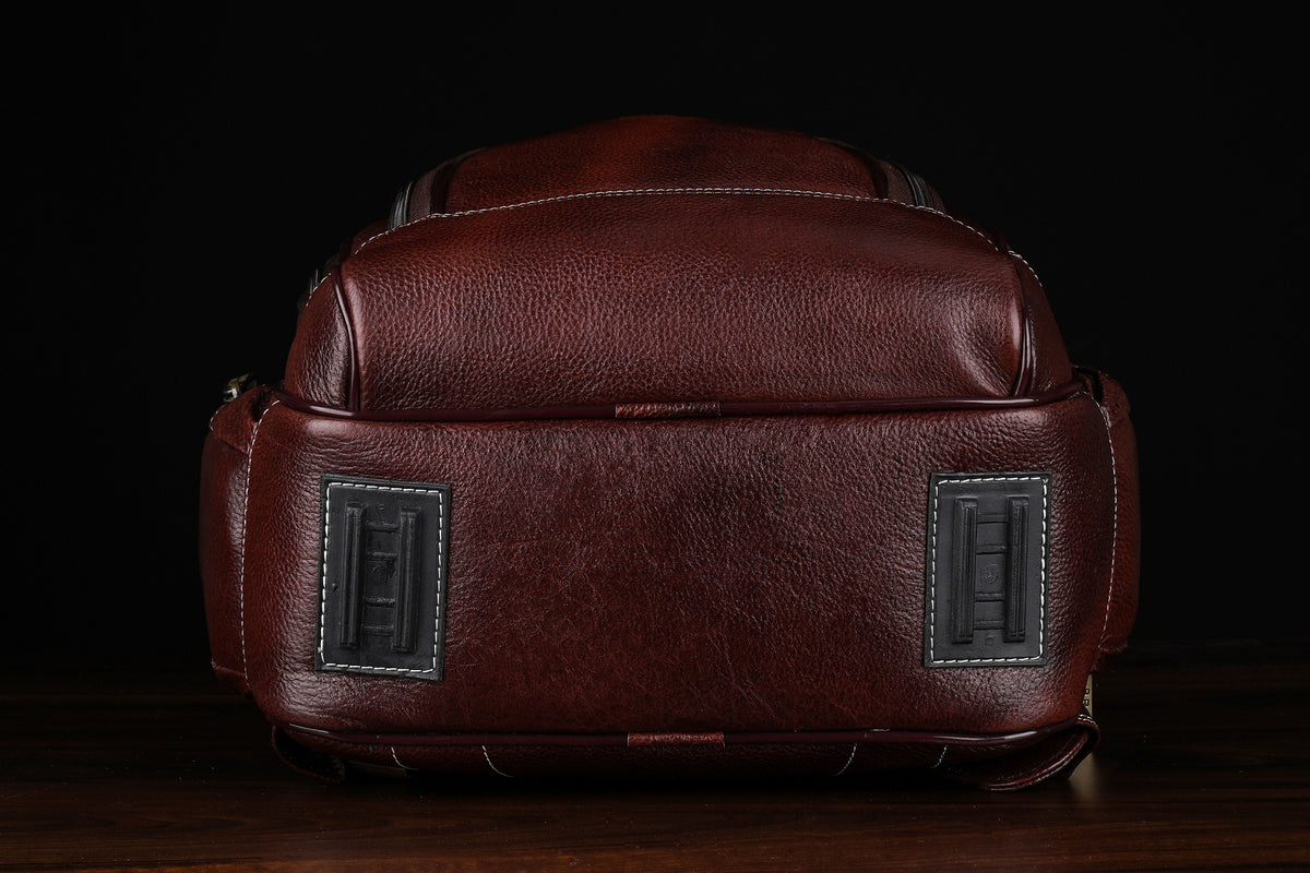 BRAND LEATHER Men's Full Grain Cow Hide Leather 17 Inch Laptop Backpack Large Capacity Weekender Overnight Camping Travel Rucksack