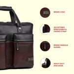 BRAND LEATHER Genuine Leather Laptop Bag for Men - Office Bag - Fits Up to 16-inch Laptop/MacBook - Shoulder Bag/Hand Bag - Laptop Messenger Bag with Trolley Straps - 1 Year Warranty