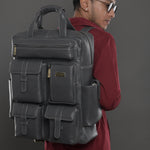 BRAND LEATHER Full Grain Buffalo - Hide Leather Backpack Large Capacity 15/15.6/16/17 Inch Laptop Bag Multi Pockets Travel Daypack