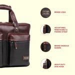 BRAND LEATHER Genuine Leather Laptop Bag for Men - Office Bag - Fits Up to 16-inch Laptop/MacBook - Shoulder Bag/Hand Bag - Laptop Messenger Bag with Trolley Straps - 1 Year Warranty