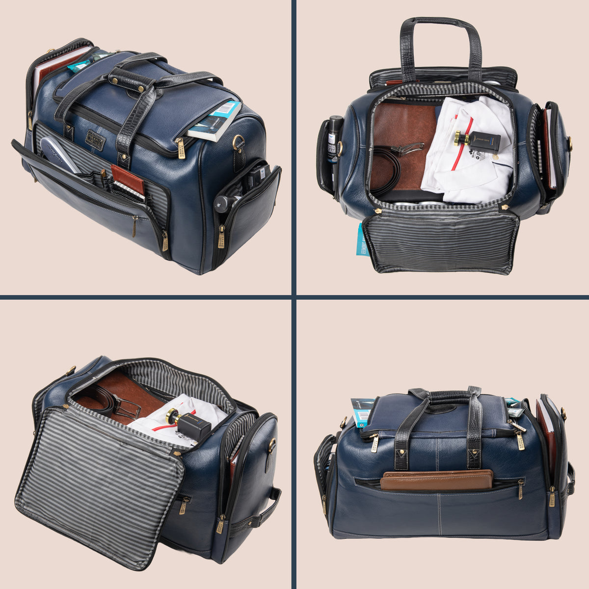 BRAND LEATHER Genuine Leather High Capacity Travel Backpack Cum Duffel Bag