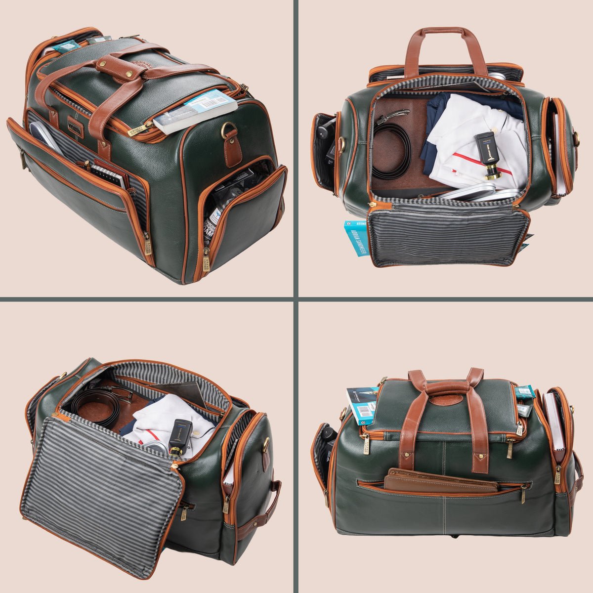 BRAND LEATHER Genuine Leather High Capacity Travel Backpack Cum Duffel Bag