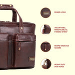 BRAND LEATHER Genuine Leather Laptop Bag for Men - Office Bag - Fits Up to 16-inch Laptop/MacBook - Shoulder Bag/Hand Bag - Laptop Messenger Bag with Trolley Straps - 1 Year Warranty