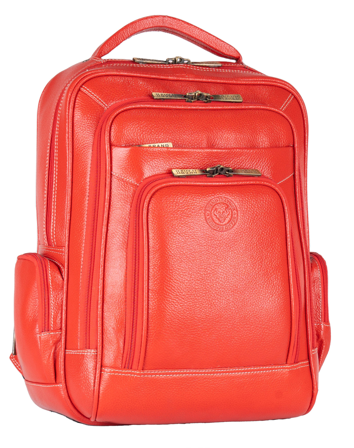 BRAND LEATHER Men's Full Grain Cow Hide Leather 17 Inch Laptop Backpack Large Capacity Weekender Overnight Camping Travel Rucksack