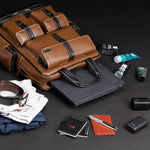 BRAND LEATHER Full Grain Buffalo - Hide Leather Backpack Large Capacity 15/15.6/16/17 Inch Laptop Bag Multi Pockets Travel Daypack