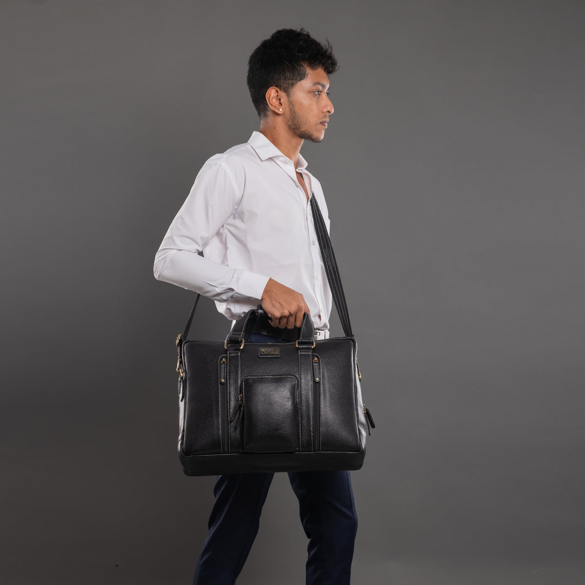 Laptop Bag for Men - Genuine Leather Messenger Bag for Office - Fits up to 16 Inch Laptop -Brown Shoulder Bag with Multiple Compartments - Executive Leather Bag for Work and Travel