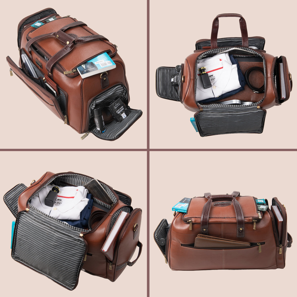 BRAND LEATHER Genuine Leather High Capacity Travel Backpack Cum Duffel Bag