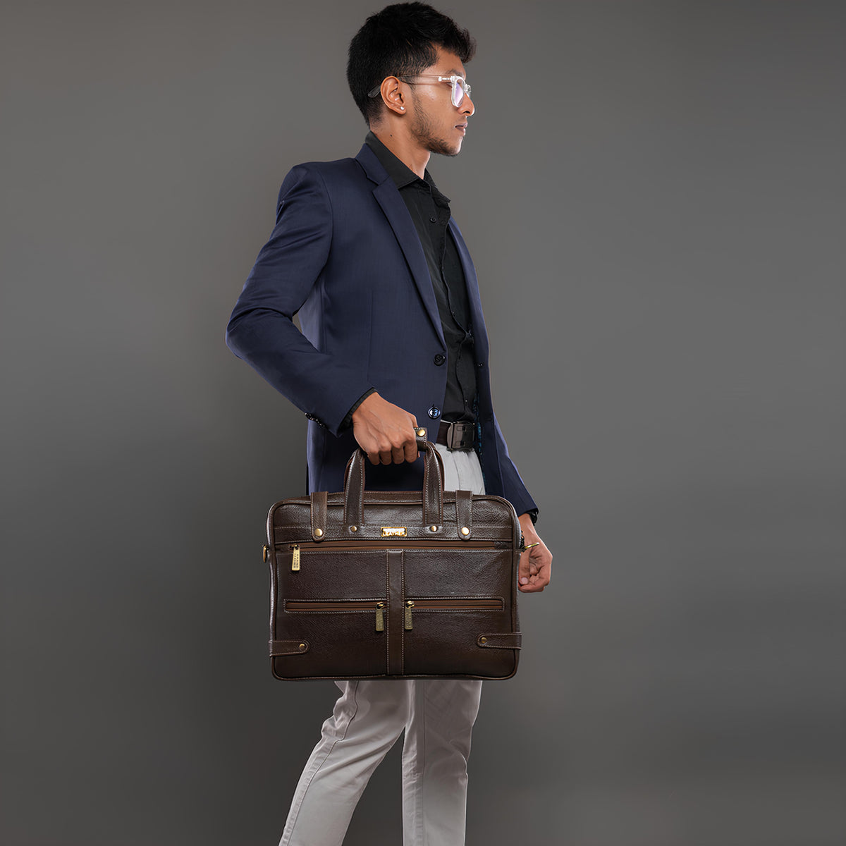 Laptop Bag for Men - Genuine Leather Messenger Bag for Office - Fits up to 16 Inch Laptop -Brown Shoulder Bag with Multiple Compartments - Executive Leather Bag for Work and Travel