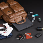 BRAND LEATHER Full Grain Buffalo - Hide Leather Backpack Large Capacity 15/15.6/16/17 Inch Laptop Bag Multi Pockets Travel Daypack