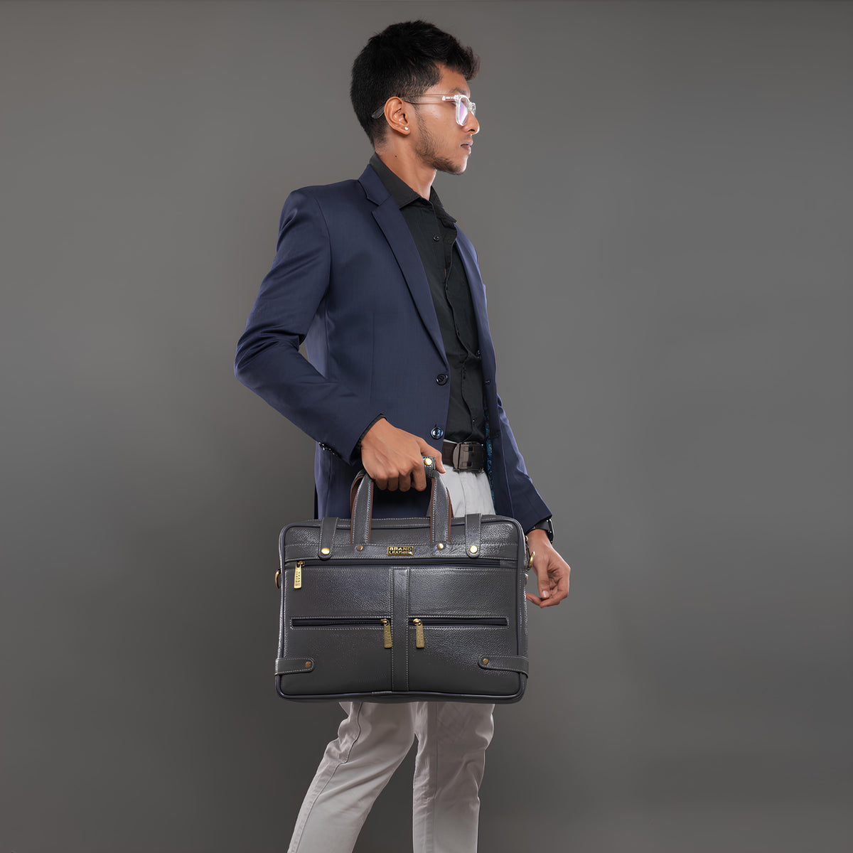 Laptop Bag for Men - Genuine Leather Messenger Bag for Office - Fits up to 16 Inch Laptop -Brown Shoulder Bag with Multiple Compartments - Executive Leather Bag for Work and Travel