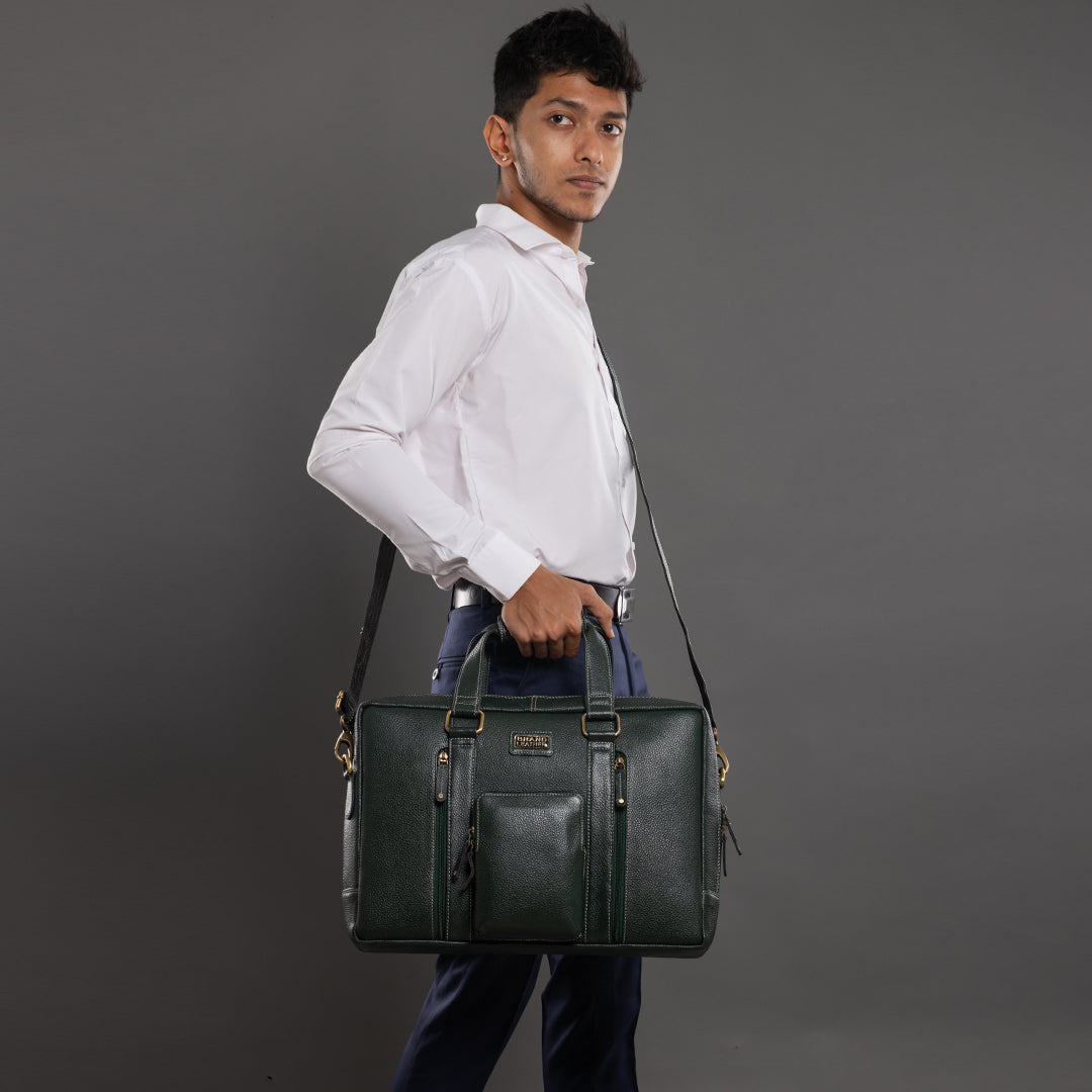 Laptop Bag for Men - Genuine Leather Messenger Bag for Office - Fits up to 16 Inch Laptop -Brown Shoulder Bag with Multiple Compartments - Executive Leather Bag for Work and Travel