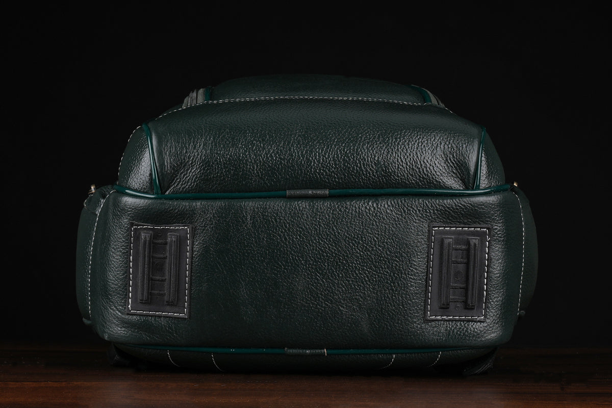 BRAND LEATHER Men's Full Grain Cow Hide Leather 17 Inch Laptop Backpack Large Capacity Weekender Overnight Camping Travel Rucksack