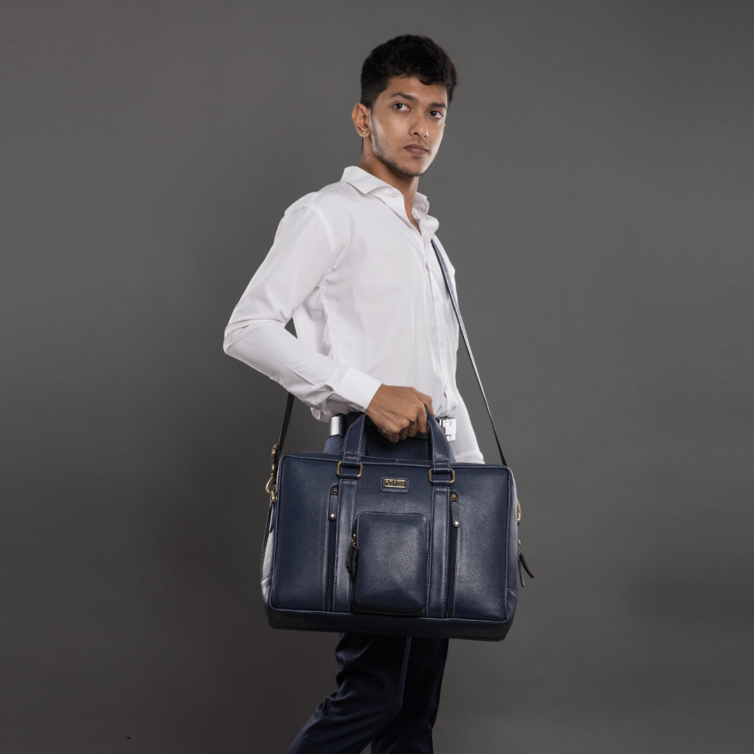 Laptop Bag for Men - Genuine Leather Messenger Bag for Office - Fits up to 16 Inch Laptop -Brown Shoulder Bag with Multiple Compartments - Executive Leather Bag for Work and Travel