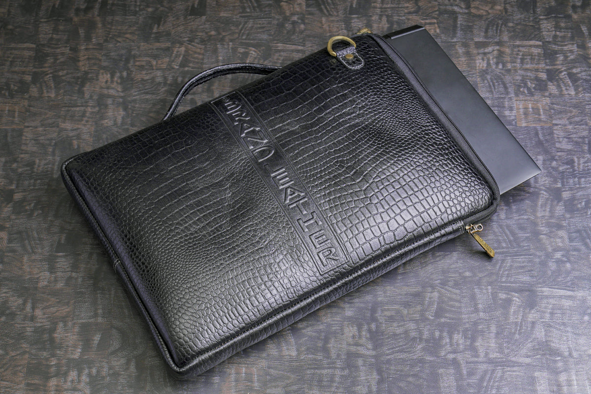 Genuine Leather Laptop Sleeve for Upto 16.3" inch | Shoulder Straps | Adjustable Slings