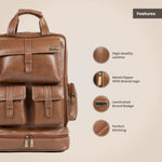 BRAND LEATHER Full Grain Buffalo - Hide Leather Backpack Large Capacity 15/15.6/16/17 Inch Laptop Bag Multi Pockets Travel Daypack