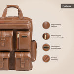 BRAND LEATHER Full Grain Buffalo - Hide Leather Backpack Large Capacity 15/15.6/16/17 Inch Laptop Bag Multi Pockets Travel Daypack