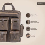 BRAND LEATHER Full Grain Buffalo - Hide Leather Backpack Large Capacity 15/15.6/16/17 Inch Laptop Bag Multi Pockets Travel Daypack