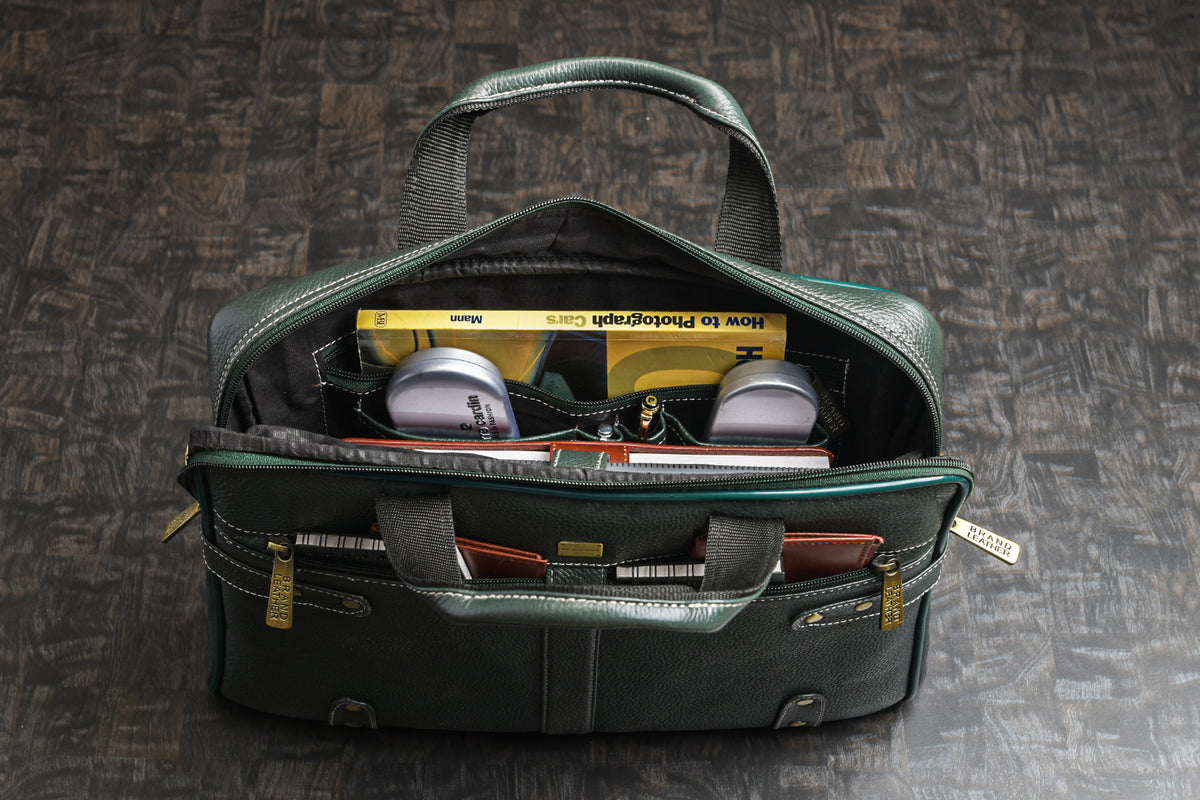 Laptop Bag for Men - Genuine Leather Messenger Bag for Office - Fits up to 15 Inch Laptop -Brown Shoulder Bag with Multiple Compartments - Executive Leather Bag for Work and Travel